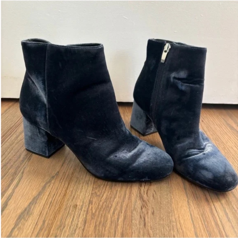 Via Spiga blue velvet boots